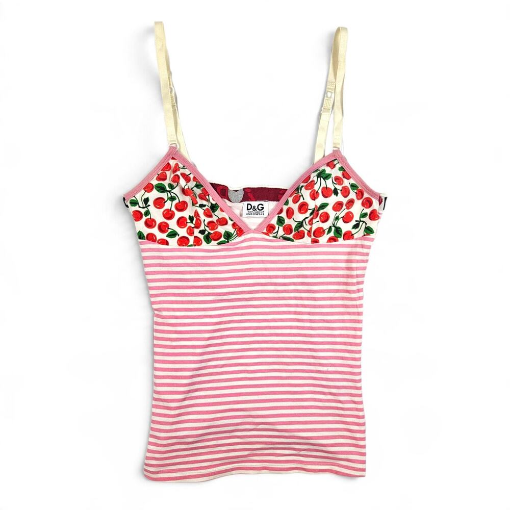 Vintage D&G Underwear by Dolce & Gabbana  Cherry & Stripe Cami Top - XS